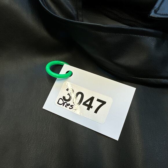 Ann Taylor Petite Faux Leather Knit Dress Medium Mob Wife Turtleneck Belt New - Picture 10 of 10